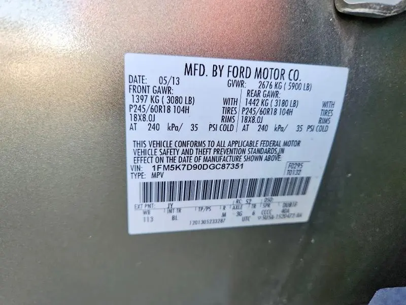 2013 FORD EXPLORER XLT  