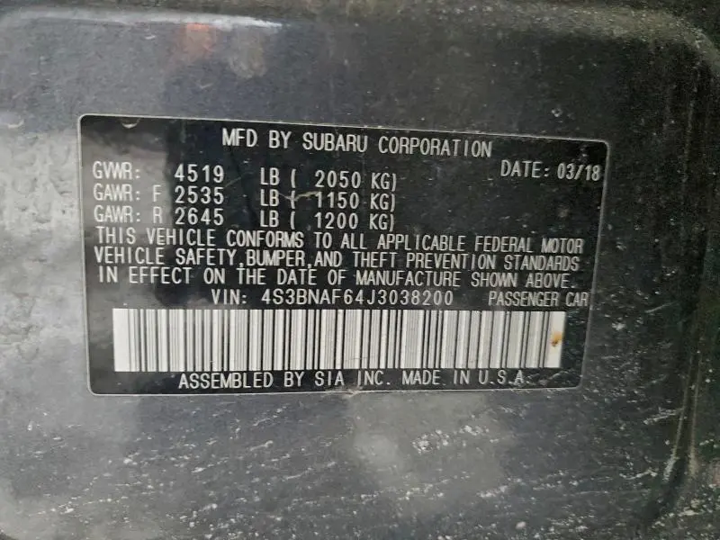 2018 SUBARU LEGACY 2.5I PREMIUM  