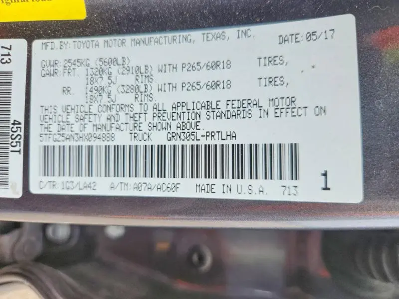2017 TOYOTA TACOMA LIMITED  