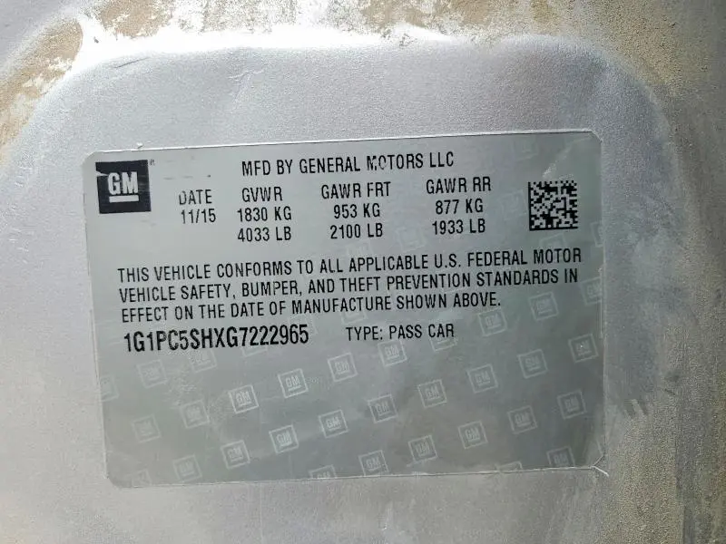 2016 CHEVROLET CRUZE LIMITED LS  