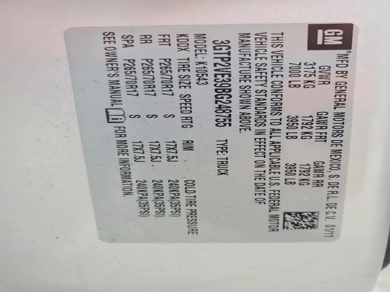 2011 GMC SIERRA K1500 SLE  