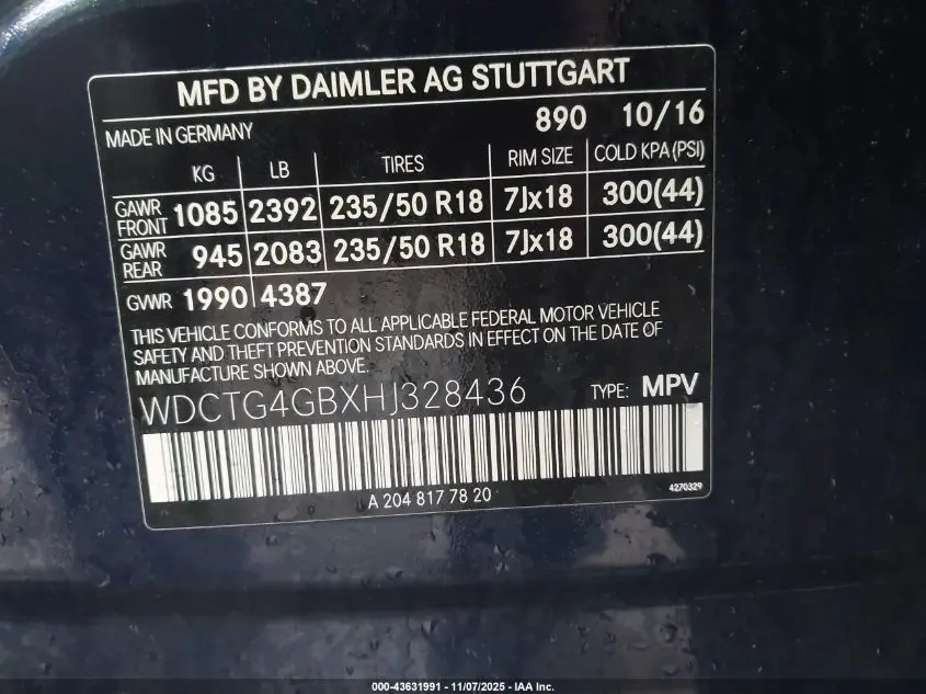 2017 MERCEDES-BENZ GLA 250 4MATIC