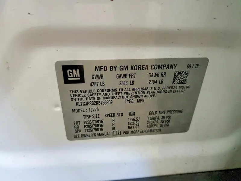 2019 CHEVROLET TRAX 1LT  