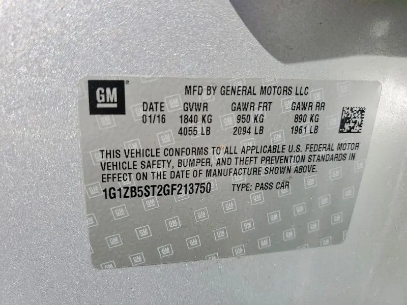 2016 CHEVROLET MALIBU LS  