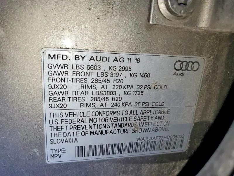 2017 AUDI Q7 PREMIUM PLUS  