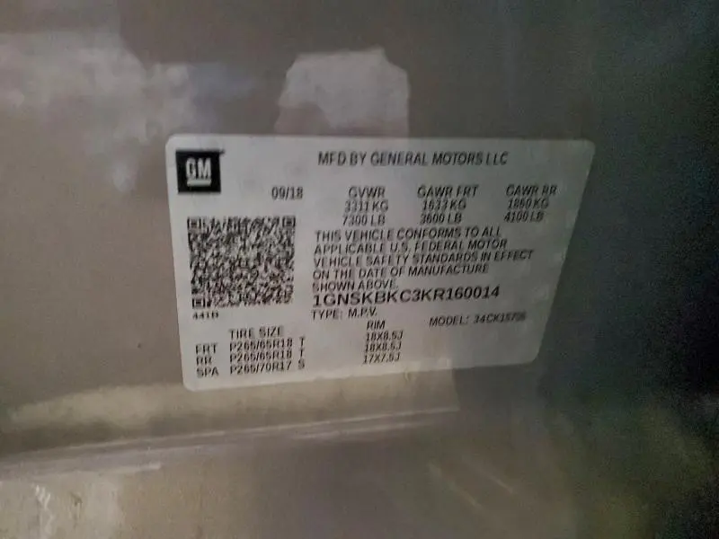 2019 CHEVROLET TAHOE K1500 LT  