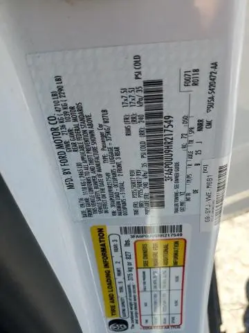 2017 FORD FUSION S HYBRID  