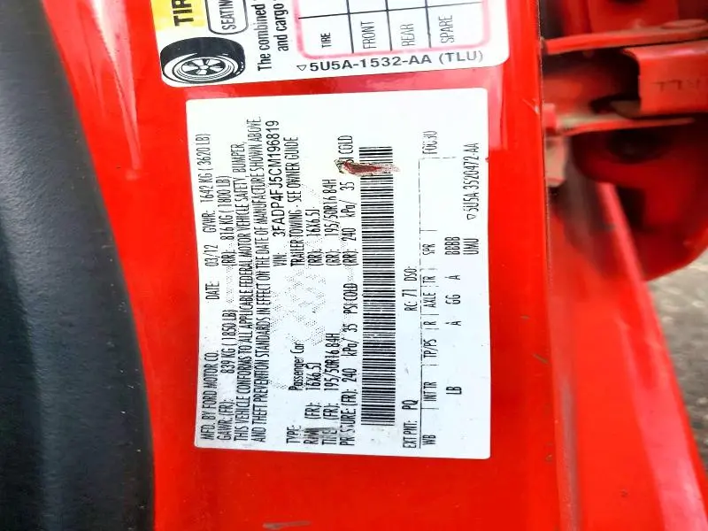 2012 FORD FIESTA SES  