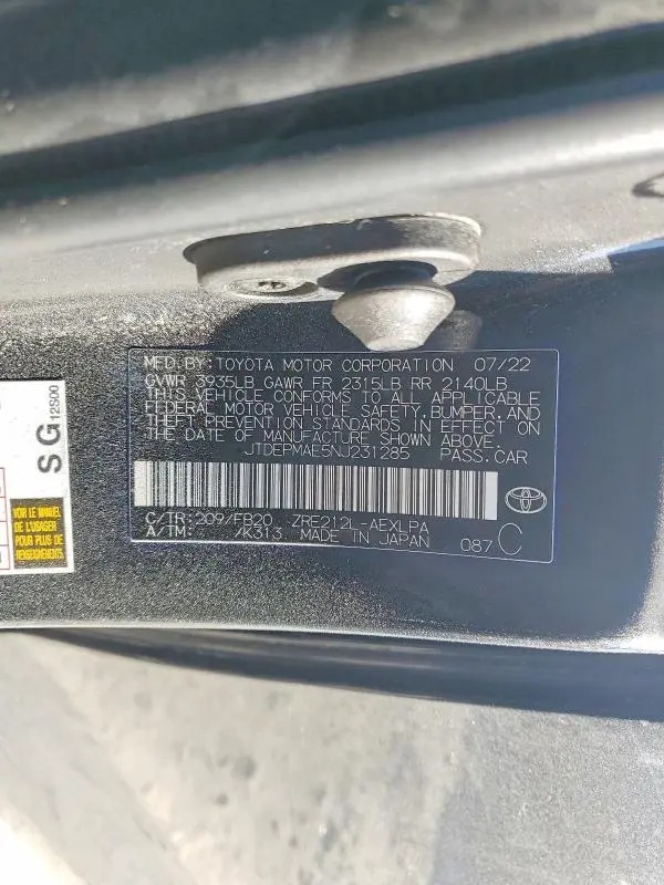 2022 TOYOTA COROLLA LE  