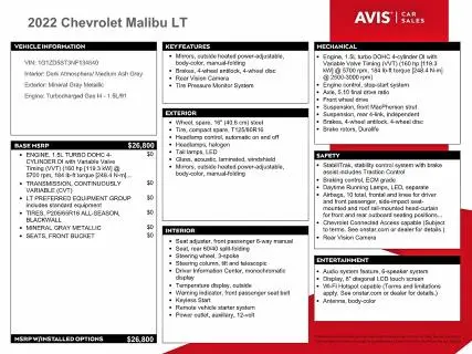 2022 CHEVROLET MALIBU LT  