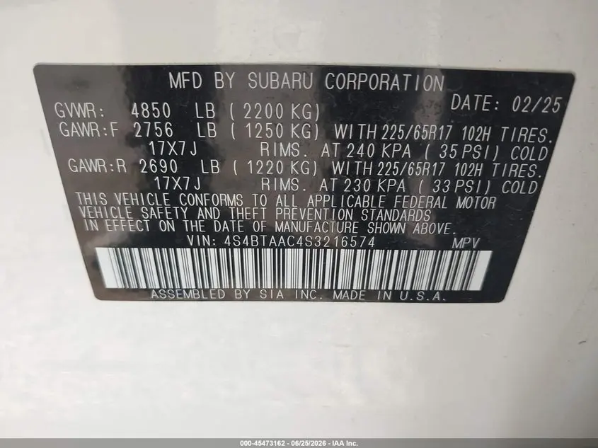 2025 SUBARU OUTBACK  