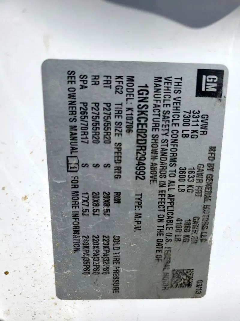 2013 CHEVROLET TAHOE K1500 LTZ  