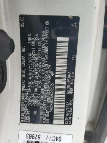 2010 TOYOTA SIENNA XLE  