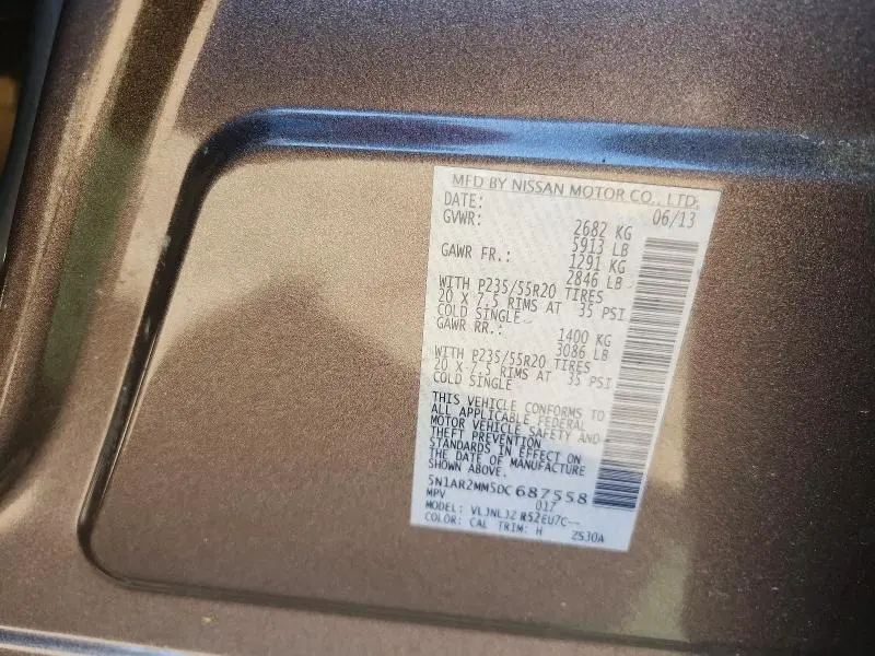 2013 NISSAN PATHFINDER S  