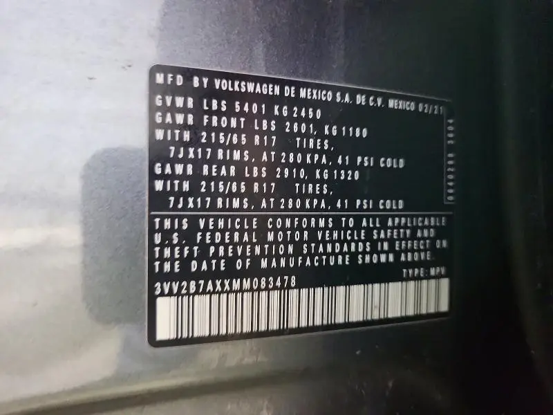 2021 VOLKSWAGEN TIGUAN SE, SE R-LINE BLACK, SEL  