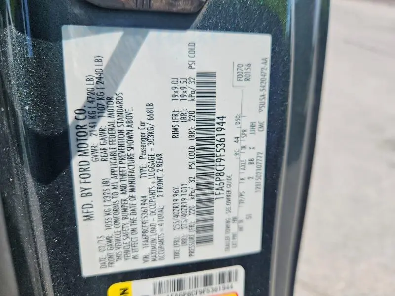 2015 FORD MUSTANG GT  