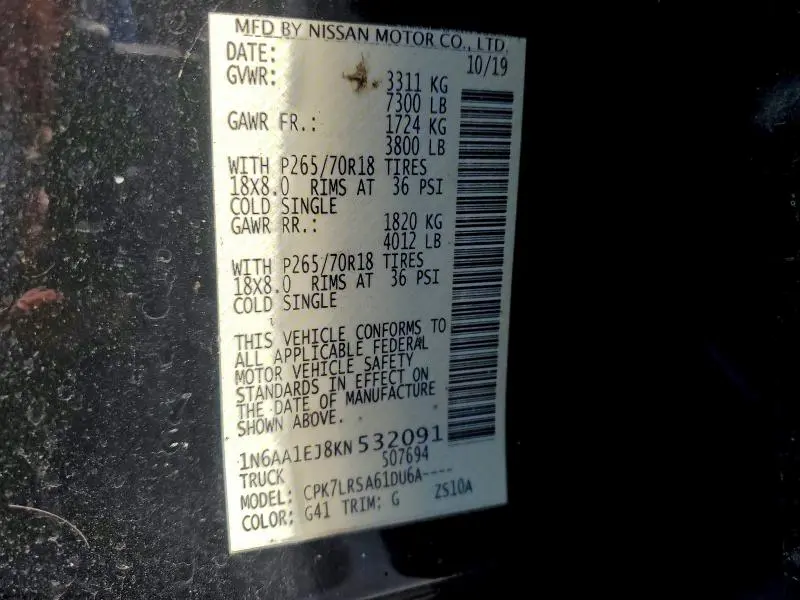 2019 NISSAN TITAN S  