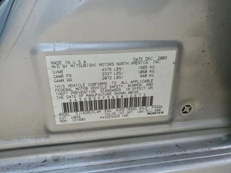 2010 MITSUBISHI GALANT FE  