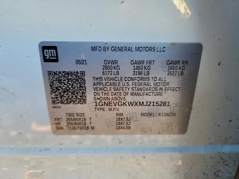 2021 CHEVROLET TRAVERSE LT  