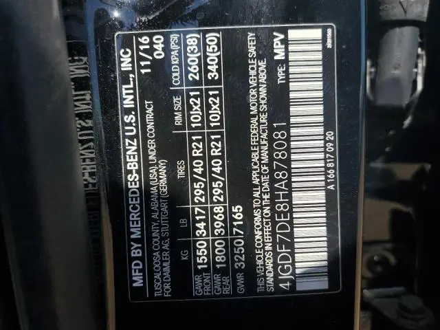 2017 MERCEDES-BENZ GLS 550 4MATIC  