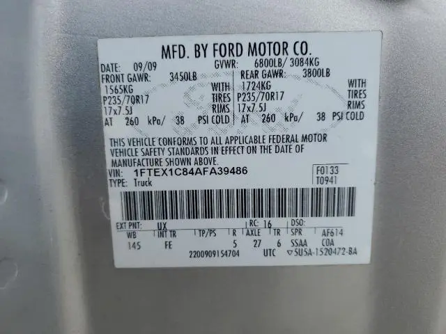 2010 FORD F150 SUPER CAB  