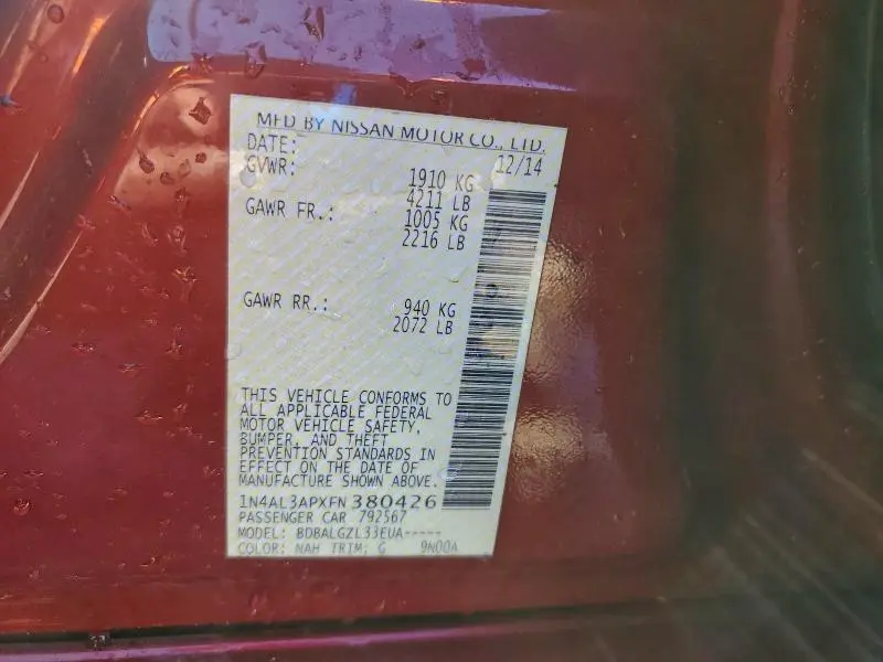 2015 NISSAN ALTIMA 2.5  