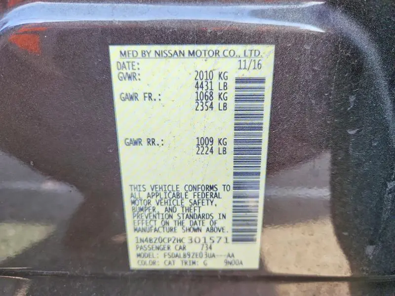 2017 NISSAN LEAF S  