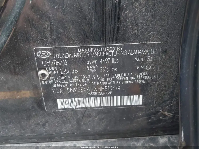 2017 HYUNDAI SONATA SPORT