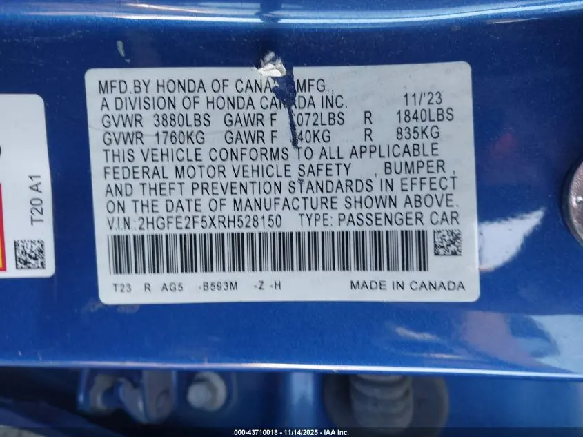 2024 HONDA CIVIC SPORT