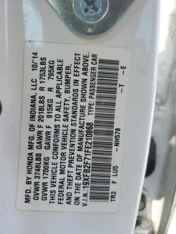 2015 HONDA CIVIC SE  
