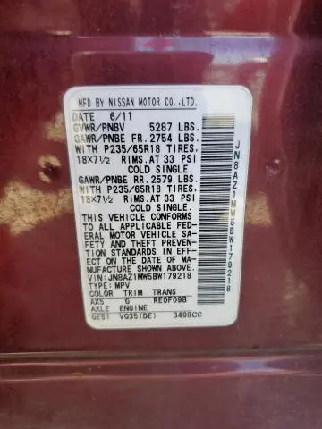 2011 NISSAN MURANO S  