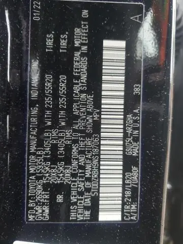 2022 TOYOTA HIGHLANDER LIMITED  