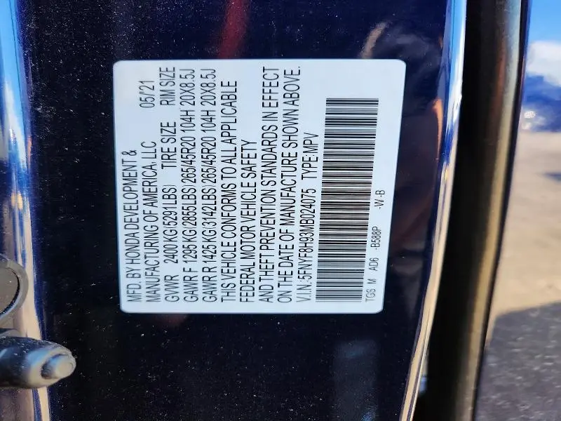 2021 HONDA PASSPORT TOURING  