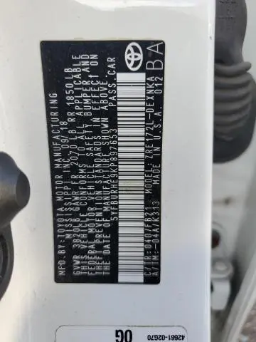 2019 TOYOTA COROLLA L  