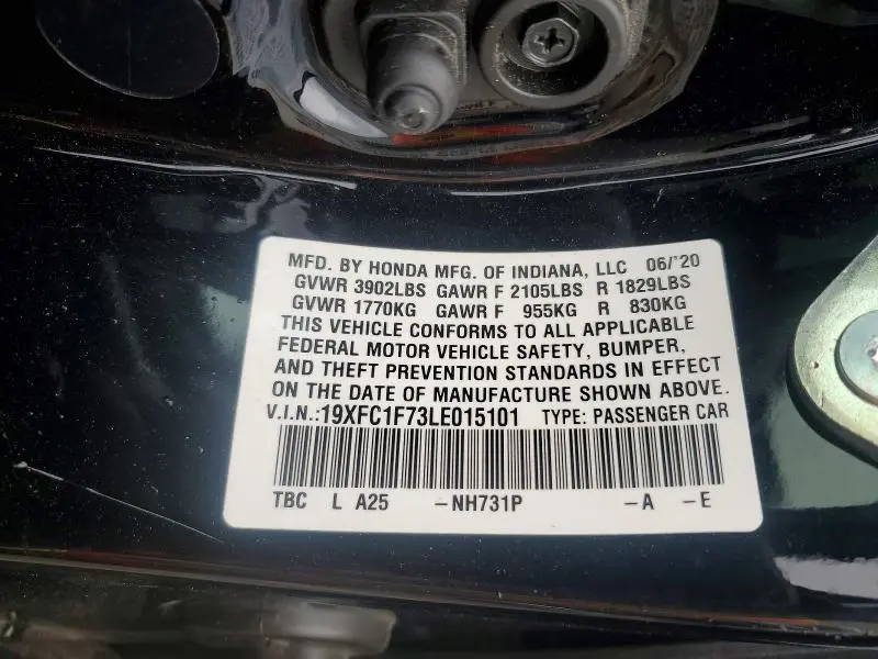2020 HONDA CIVIC EXL  