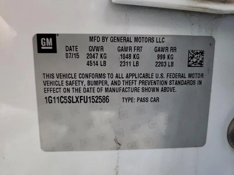 2015 CHEV MALIBU 1LT  
