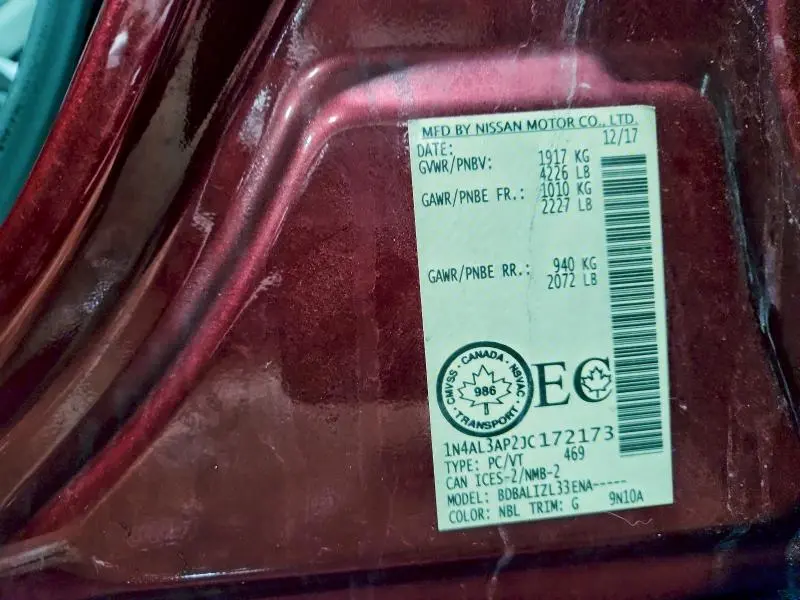 2018 NISSAN ALTIMA 2.5  