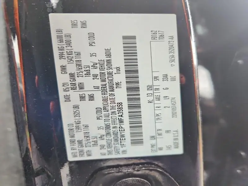 2021 FORD F150 SUPERCREW  