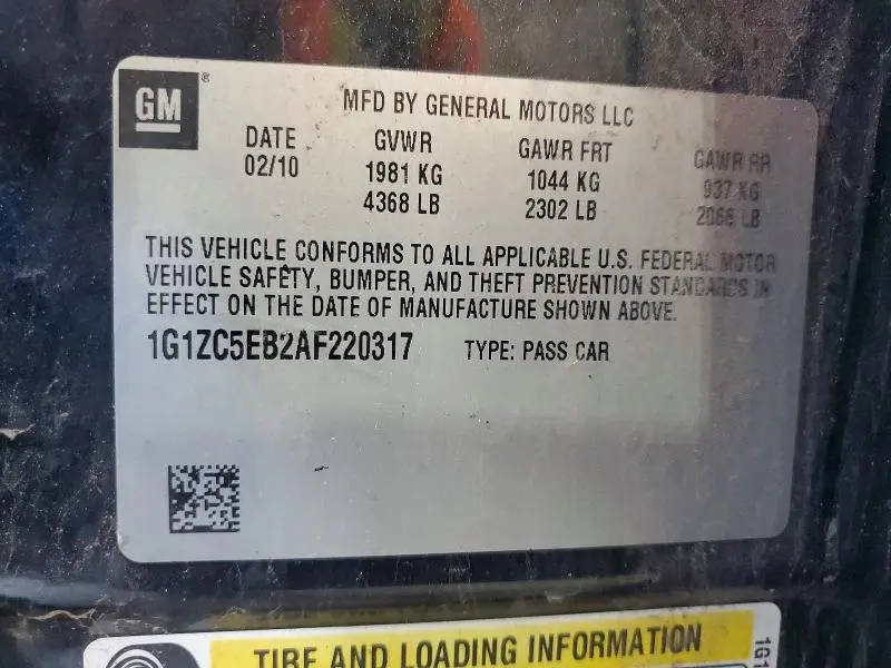 2010 CHEVROLET MALIBU 1LT  