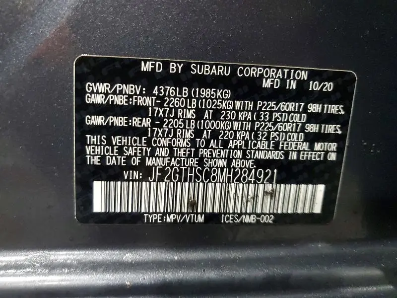 2021 SUBARU CROSSTREK SPORT  