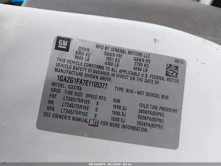 2014 CHEVROLET EXPRESS 3500 LT