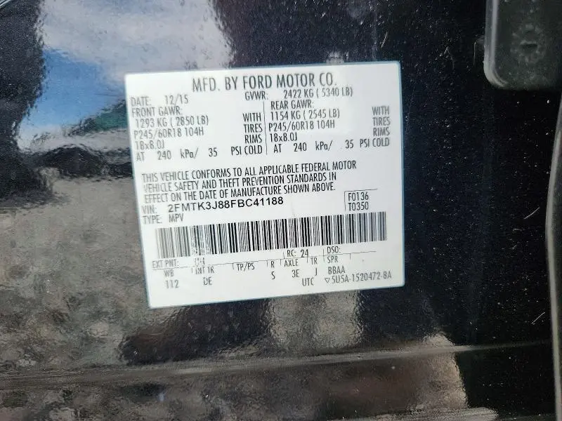 2015 FORD EDGE SEL  