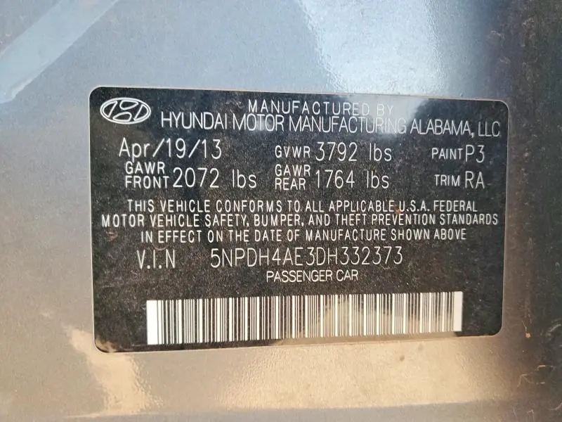 2013 HYUNDAI ELANTRA GLS  