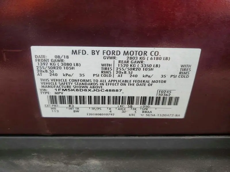 2018 FORD EXPLORER XLT  