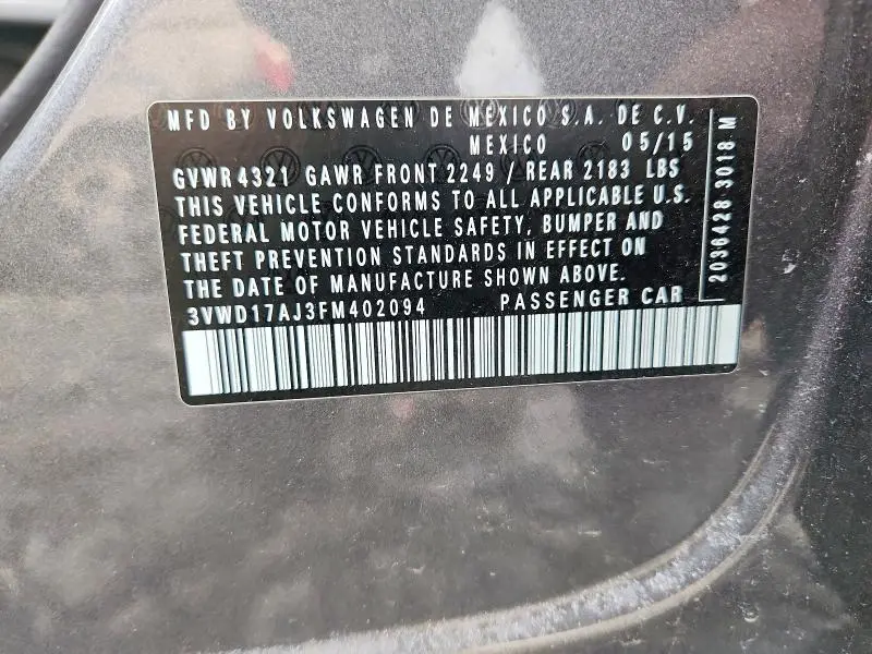 2015 VOLKSWAGEN JETTA SE  