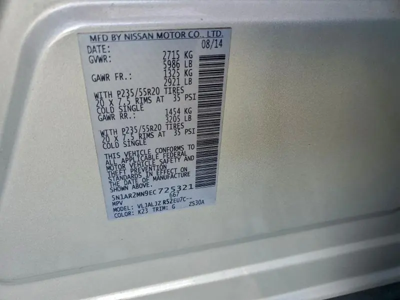 2014 NISSAN PATHFINDER S  