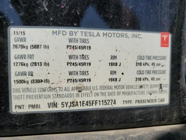 2015 TESLA MODEL S   