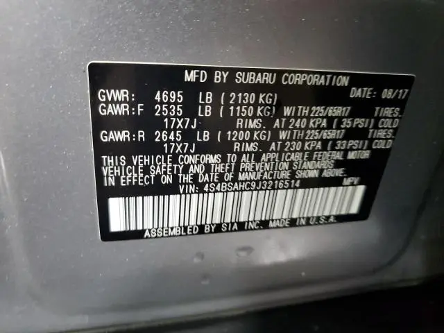 2018 SUBARU OUTBACK 2.5I PREMIUM