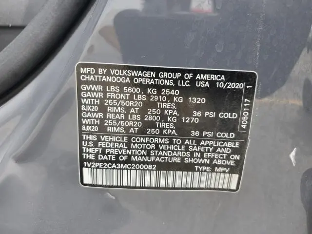 2021 VOLKSWAGEN ATLAS CROSS SPORT SE  