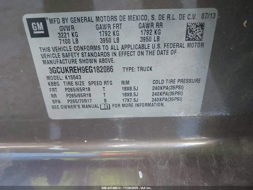 2014 CHEVROLET SILVERADO 1500 2LT